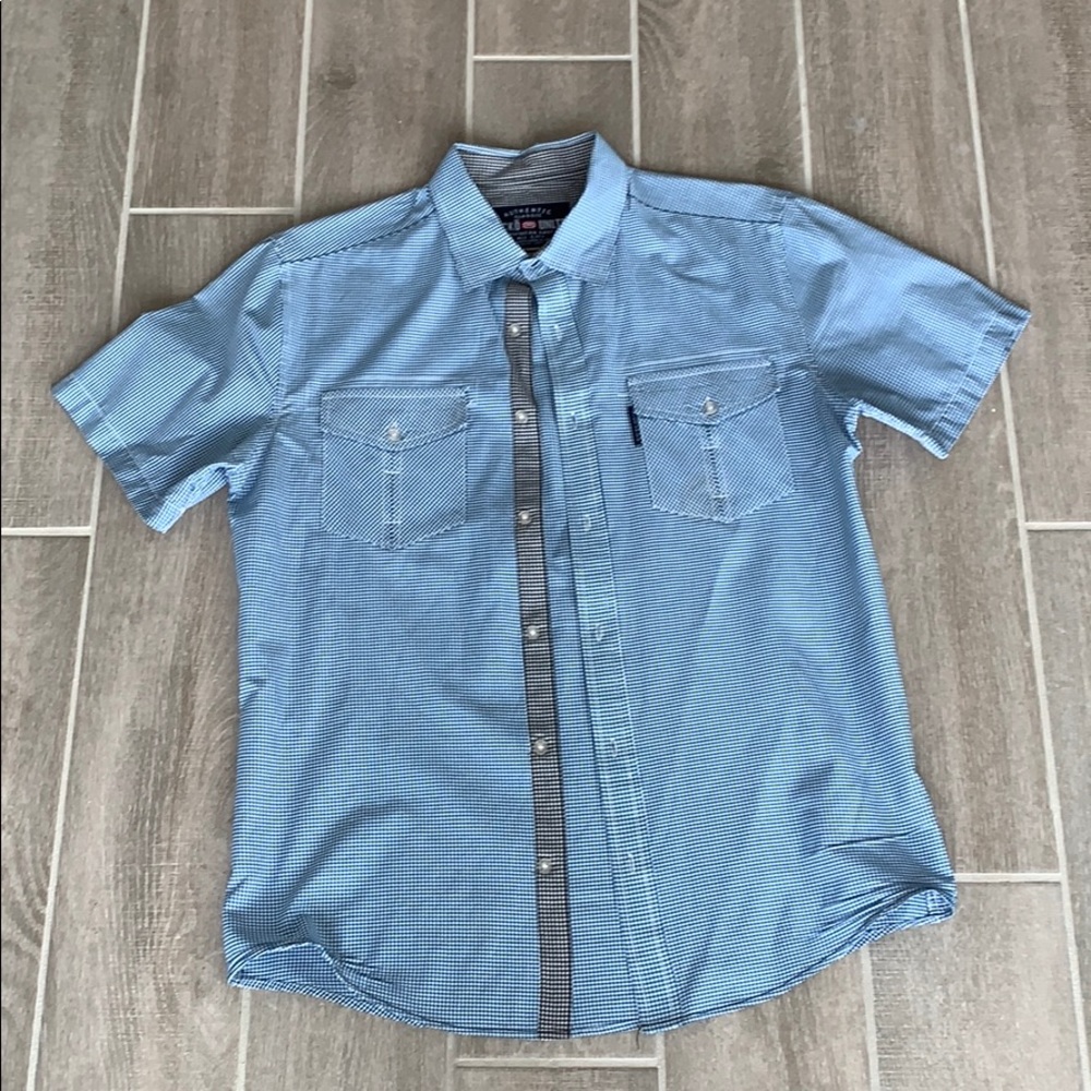 Ecko Unltd. Blue & White Checkered Collard Shirt